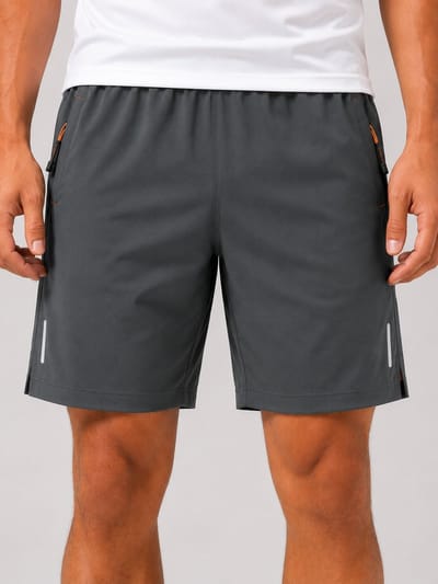 SparkNine Apex fitnesshort - sportbroek - met ritszakken - S - grijs - functioneel - sneldrogend & ademend - elastische band met trekkoord