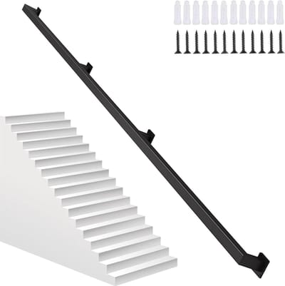 Trapleuningen Set - Muursteun Handrails - Veilige Trappen - Sterk Smeedijzer - Tot 600cm - Zwart