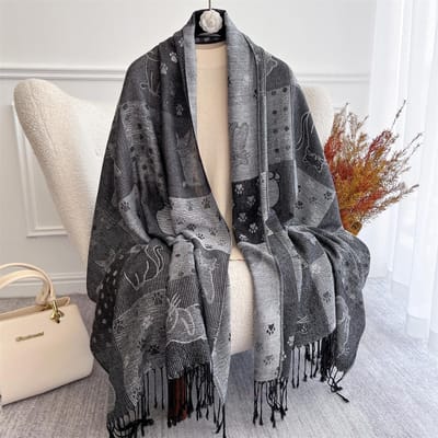 Écharpe d'hiver de luxe pour femme en cachemire chaude pashmina foulard châles wraps épais doux bufanda poncho écharpes étole gray