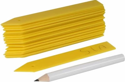 TalenTools Plantetiketten/plantenlabels - 50x - geel - kunststof - 10 cm - steeketiketten