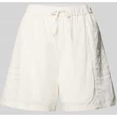 Short uit viscosemix met bloemige stitching