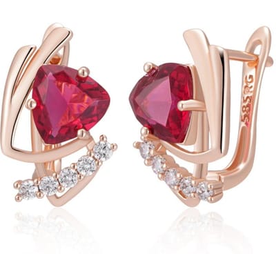 Sprankelende Paarse Natuurlijke Zirkonia Engelse Oorbellen Voor Vrouwen Mode Roségoud Kleur Vintage Feest Dagelijkse Sieraden brown
