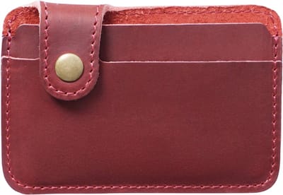 Slanke Leren Creditcardhouder -Pasjeshouder – Minimalistische Kaarthouder voor Dames en Heren – Mini Portemonnee met Druksluiting – Compacte Kaartportemonnee Vintage Stijl - Rood