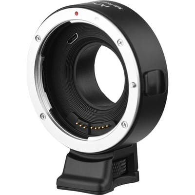 Andoer EFFX II anneau adaptateur de monture d'objectif mise au point automatique AntiShake en alliage d'aluminium avec support de trépied noir