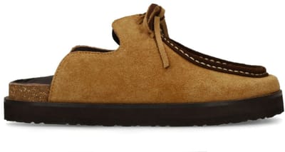 Sacha - Dames - Beige suède clogs met bruine upper - Maat 36