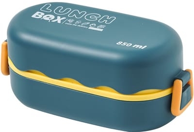 VHV - Lunchbox - Broodtrommel met 2 Lagen - 850ml - Magnetronbestendige Broodtrommel met Vakken - Lekvrije Voedselcontainer met Scheidingswand - 19.5x9x8.5 cm - BPA-vrij