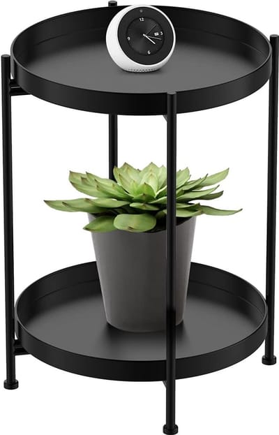 Ronde metalen bijzettafel 40 x 40 cm - Kleine salontafel voor woonkamer en balkon