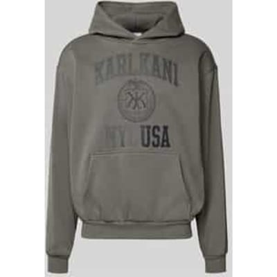 Hoodie met labelprint en kangoeroezak