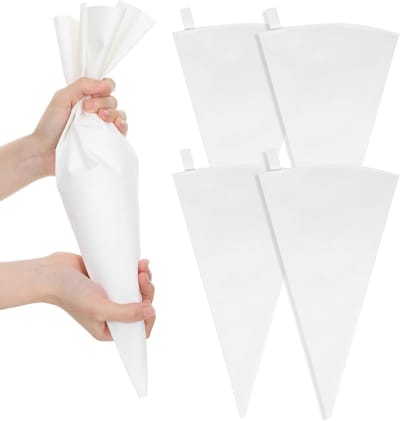 Famanu – 5 stuks professionele spuitzakken, 40 x 22 cm, herbruikbare voegenvulzak, witte stoffen spuitzak van siliconen voor glazuur voor cake, cupcake-decoratie, zegelzakjes, wit