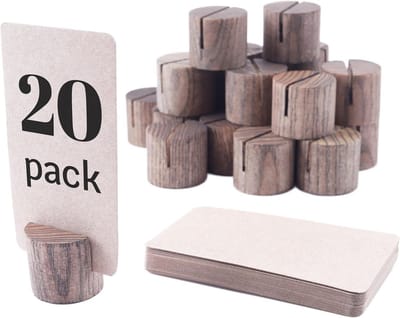 20x Houten Kaarthouders Klein - Tafelnummer / Naamkaart / Fotohouder Decoratie