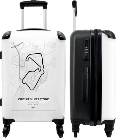 NoBoringSuitcases.com - Grote witte koffer - Formule 1 reiskoffer met 4 wielen - Trolley op wieltjes 60 liter - Rolkoffer groot lichtgewicht - Ruimbagage valies 20kg - Valiezen voor volwassenen - Origineel cadeau voor mannen - Reisbagage middelmaat