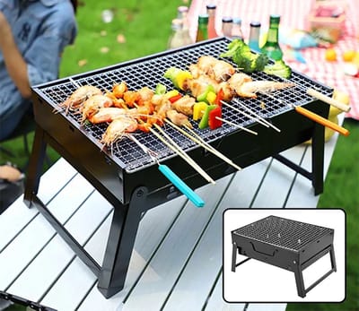 Borvat® Opvouwbare BBQ - Draagbare tafelgrill - Rechthoekig ontwerp - Compact en lichtgewicht - Zwart