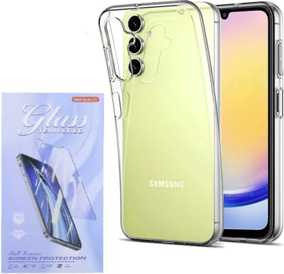 Soft Back Cover Hoesje Geschikt voor: Samsung Galaxy A24 Silicone Transparant + 1X Tempered Glass Screenprotector - ZT Accessoires