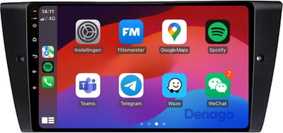 CarPlay autoradio geschikt voor BMW 3 Serie E90 E91 E92 E93 & BMW M3 (2005–2013) | 9 inch | Android 13 | Draadloos Apple CarPlay & Android Auto | 2GB + 32GB | QuadCore | Denago DNG-A72 | 2005 2006 2007 2008 2009 2010 2011 2012 2013 | Bluetooth & Wifi