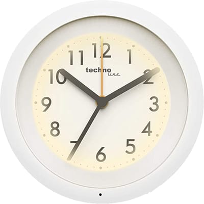 Technoline Modell X - Analoog - Wekker - Alarm - Snooze - Achtergrondverlichting - Wit - Zwart - Oranje - 104 x 105 x 37mm