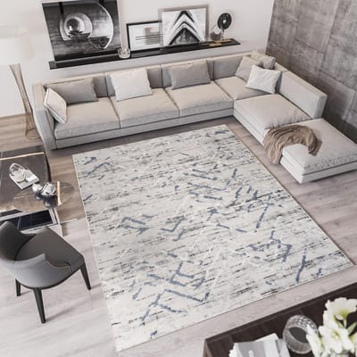 Tapiso Troya Vloerkleed Woonkamer Slaapkamer Grijs Zigzag Design Sfeervol Interieur Modern Geometrisch Duurzaam Hoogwaardig Tapijt Maat - 120x170