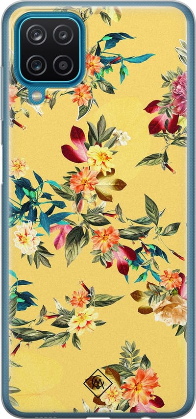 Casimoda® hoesje - Geschikt voor Samsung A12 - Floral Days - Backcover - Siliconen/TPU - Geel
