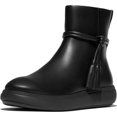 FitFlop IQ-Comff Tassel Leather Short Boots ZWART - Maat 38