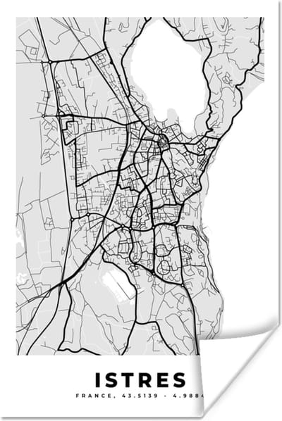 Poster Frankrijk - Plattegrond - Kaart - Istres - Stadskaart - 120x180 cm XXL
