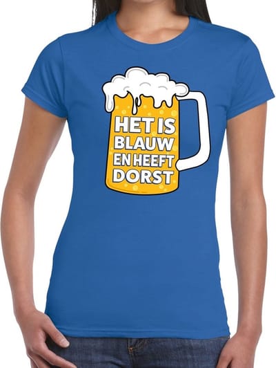 Het is blauw en heeft dorst t-shirt dames - tekst shirt Het is blauw en heeft dorst voor dames XS
