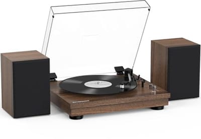 Vintage Vinyl Platenspeler met Bluetooth en 24W Stereo Luidsprekers - Draaibaar voor 33 en 45 Toeren