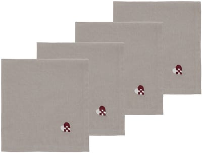 Södahl Christmas Hearts Embroidery Stoffen servetten 40 x 40 cm 4 stuks Dark red