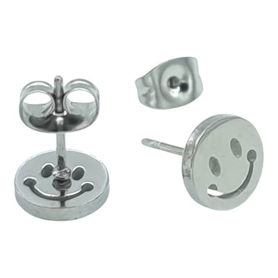 Oorknoppen - Blije smiley - Gepolijst hypoallergeen staal - Ø 8 mm