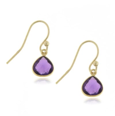 SilverGems Geel goud vergulde oorhangers met druppelvormige facet geslepen Amethist edelstenen