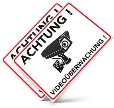 Videobewaking Sticker – Waarschuwingsbord voor Camerabewaking – 2 Stuks (14,80 cm x 10,50 cm)