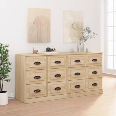 vidaXL - Dressoirs - 2 - st - bewerkt - hout - sonoma - eikenkleurig