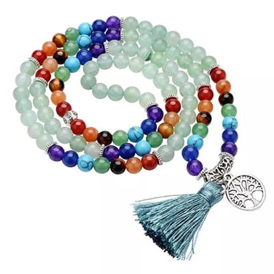 Tree of Life Aventurien stenen Mala Ketting | chakra | 108 Kralen levensboom | boeddhisme Yoga Meditatie Kralenketting Rozenkrans | Sparkolia | Groen Natuurlijke edelsteen Armband