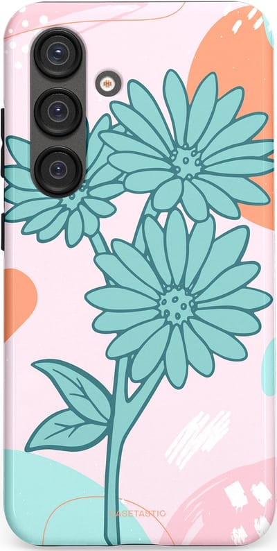 Casetastic hoesje geschikt voor Samsung Galaxy S25 - Dubbellaagse bescherming - Roze Oranje Bloemen - Fashion Case - Wit Mintgroen Lichtroze Lichtblauw