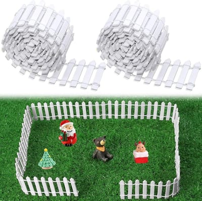 Kleine Houten Omheining 3 Pack voor Miniatuur Fairy Tuin - Flexibele Picket Hek DIY Tuindecoratie met Micro Plant Pot - Wit 5 * 90 cm