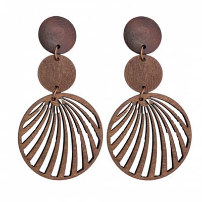 Lange Clipoorbellen -bruin -hout-leer- Charme Bijoux