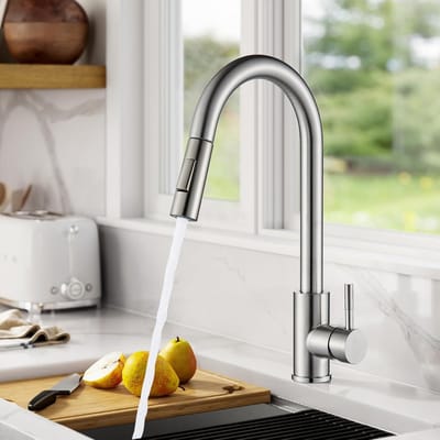 Mengkraan voor Keuken,Keukenkraan met 360° Draaibare,Keukenmengkraan,Eengreepsmengkraan Spoelbak Kraan Keuken,2 Watermodi,Koud en Warm Nikkel geborsteld