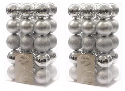 Decoris kerstballen - 60x st - zilver - D6 cm - kunststof - kerstversiering