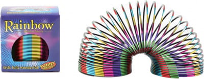 Metallic strepen trapveer - rainbow regenboog - springveer speelgoed traploper rups spring - funcadeau schoencadeautje - 7 cm - kerst cadeau tip