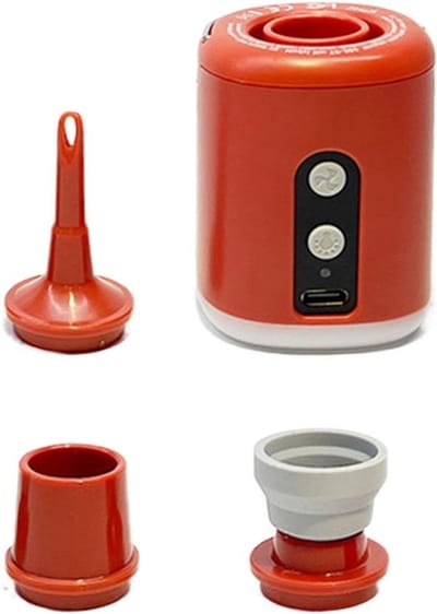 Elektrische Luchtpomp - Draagbare Pomp - Outdoor Avontuur - Met Kampeerlamp - Compact Formaat - Oranje