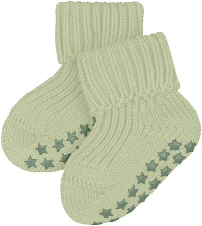 FALKE Cotton Catspads Noppen op de zool katoen huissokken baby groen - maat 62-68