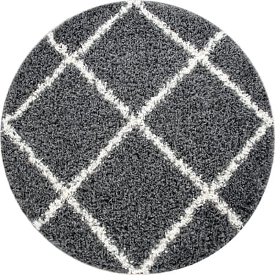 Shaggy tapijt Kalea antraciet 160 cm rond
