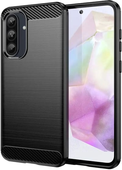 Geborsteld TPU Hoesje Geschikt voor Samsung Galaxy A36 | Beschermhoes | Back Cover | Flexibel TPU | Stijlvol Carbon | Dun | Zwart
