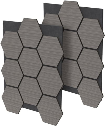 Set van 2 akoestische panelen voor 1m² Grijze wandpanelen Hexagon geluidsisolatie ML-Design