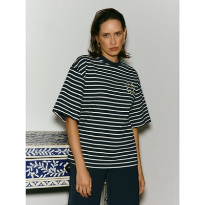 Lofty Manner T-shirt T Shirt Imma Boxy Regular Ri15 Dark Blue Dames Maat - XS