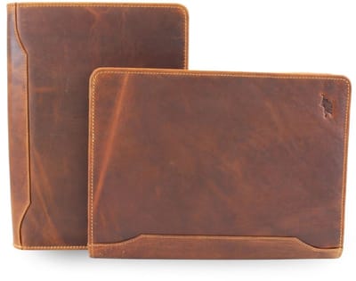 Fana Bags Leren Schrijfmap Cognac - Premium Kwaliteit Map - A4 Conferentiemap met Rits - Tabletvak