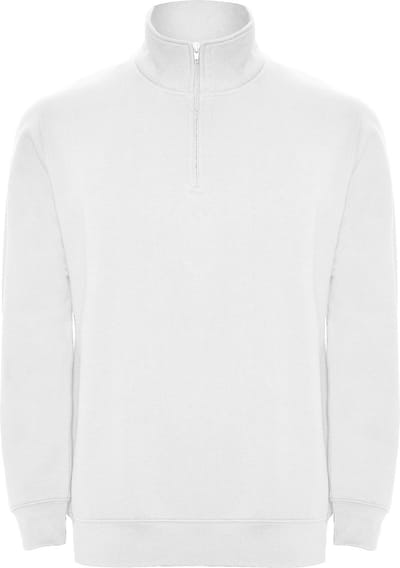 Witte sweater met halve rits model Aneto merk Roly maat 2XL