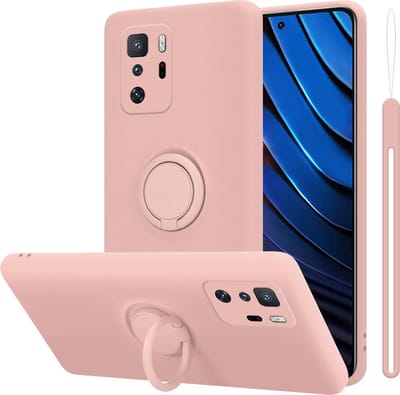 Cadorabo Hoesje geschikt voor Xiaomi POCO X3 GT in LIQUID ROZE - Beschermhoes van flexibel TPU silicone Case Cover met ring