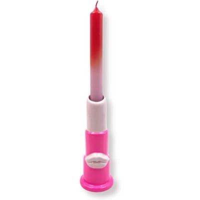 House Vitamin Candle holder lipstick ceramics pink 5x5x15cm