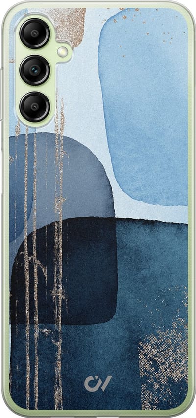 Hoesje geschikt voor Samsung Galaxy A14 5G hoesje - Blue Abstract Shapes - - Blauw - - Casevibes