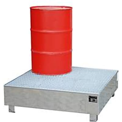 BAUER opvangbak WM-4/400, staal, toegankelijk voor rolstoelgebruikers, thermisch verzinkt, met rooster, B 1200 x D 1200 x H 415 mm, 4 x 200 l