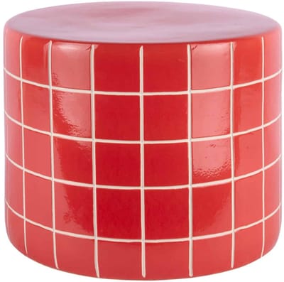 Leitmotiv Bijzettafel Retro Tiles Low - Helderrood - Ø42cm - Modern
